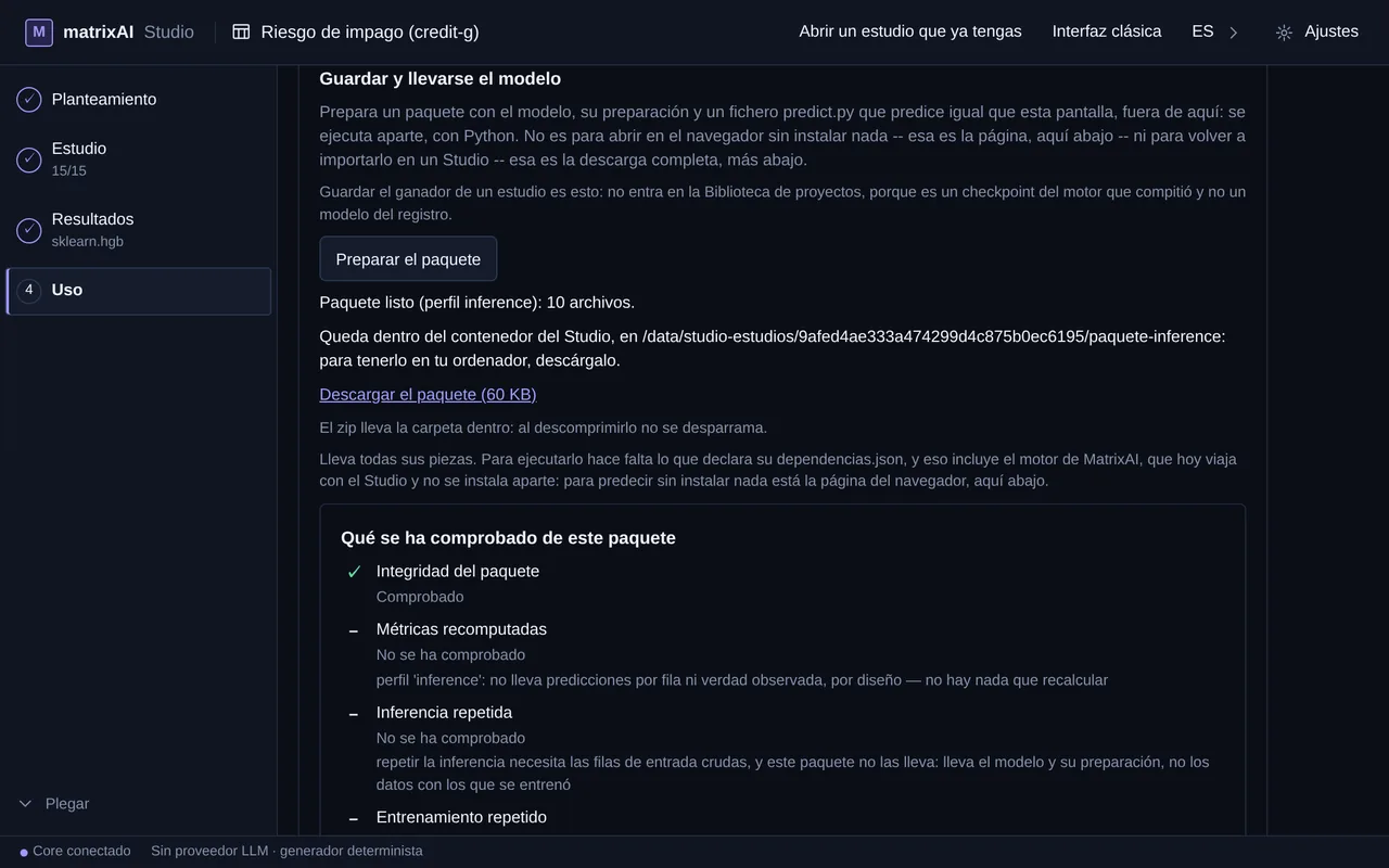 «Guardar y llevarse el modelo»: el paquete preparado, su enlace de descarga y la lista de lo comprobado
